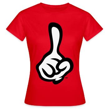 Erhobener Zeigefinger (Finger / Rechte Hand / 2C) - Frauen T-Shirt - Rot - Vorne - AI Model Female 172 dark (172cm)