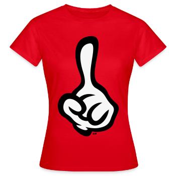 Erhobener Zeigefinger (Finger / Linke Hand / 2C) - Frauen T-Shirt - Rot - Vorne - AI Model Female 172 dark (172cm)