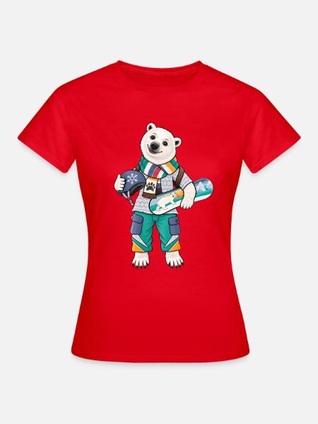 Eisbär Snowboard Fun - Frauen T-Shirt - Rot