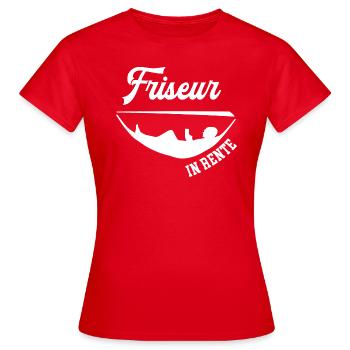 Friseur Rente Rentner Frisör Ruhestand Coiffeur - Frauen T-Shirt - Rot - Vorne - AI Model Female 172 dark (172cm)