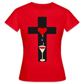 Kreuz Christi Blut Horror Halloween Grufti Okkult - Frauen T-Shirt - Rot - Vorne - AI Model Female 172 dark (172cm)