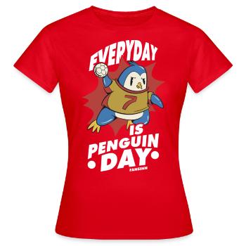 Tous les jours est le jour des pingouins - T-shirt Femme - rouge - Devant - AI Model Female 172 dark (172cm)