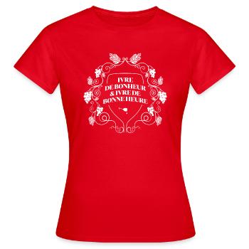Ivre de bonheur - Pour la tournée des bars - T-shirt Femme - rouge - Devant - AI Model Female 172 dark (172cm)