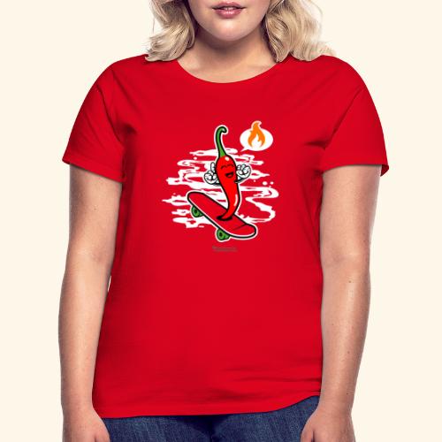 Chili Pepper Chillig auf Skateboard - Frauen T-Shirt