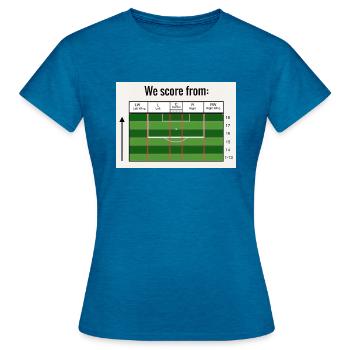 Nous marquons à partir de - parfait - T-shirt Femme - bleu saphir antique chiné - Devant - AI Model Female 172 dark (172cm)