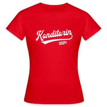 Konditorin 2024 Ausbildung Prüfung Konditorei - Frauen T-Shirt - Rot - Vorne - AI Model Female 172 dark (172cm)