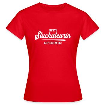Beste Stuckateurin Trockenbauerin Stuckateurinnen - Frauen T-Shirt - Rot - Vorne - AI Model Female 172 dark (172cm)