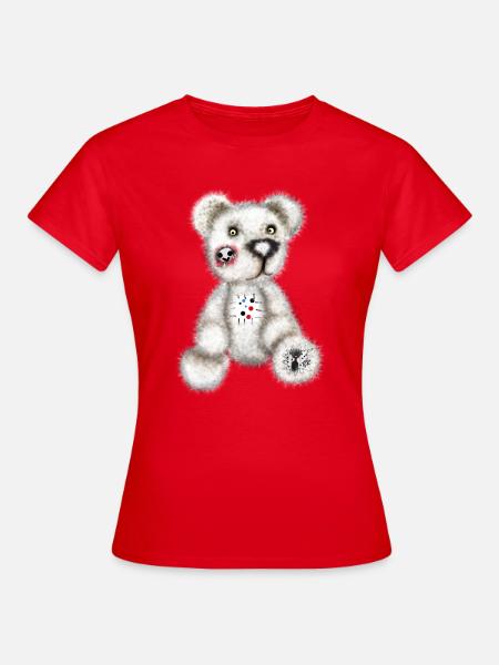 Nounours blanc - T-shirt Femme - rouge