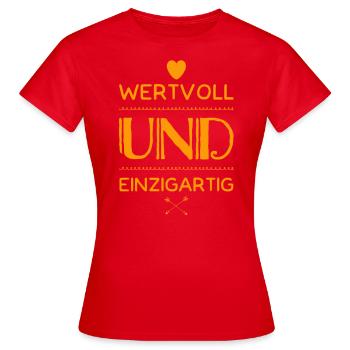 wertvoll und einzigartig - Frauen T-Shirt - Rot - Vorne - AI Model Female 172 dark (172cm)