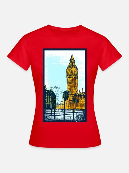 Affiche Illustration Big Ben – Londres, Art Modern - T-shirt Femme - rouge
