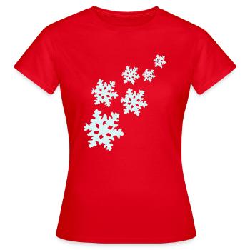 Schneeflocken - Frauen T-Shirt - Rot - Vorne - AI Model Female 172 dark (172cm)