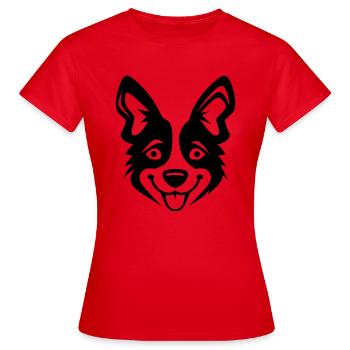 Happy Shiba Inu Chien Langue tendue - T-shirt Femme - rouge - Devant - AI Model Female 172 dark (172cm)
