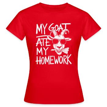 Ma chèvre a mangé mes devoirs - T-shirt Femme - rouge - Devant - AI Model Female 172 dark (172cm)