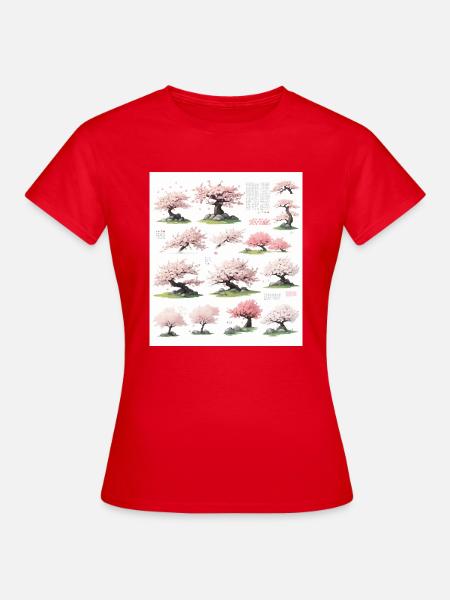 Illustrationen von Kirschbäumen - Frauen T-Shirt - Rot