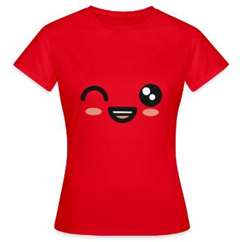 Winking kawaii face - Women's T-Shirt - red - Front - AI Model Female 172 dark (172cm)