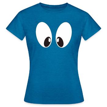 Comic Augen - Frauen T-Shirt - Antikblaues Saphir meliert - Vorne - AI Model Female 172 dark (172cm)