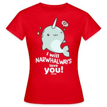 Narwal - Frauen T-Shirt - Rot - Vorne - AI Model Female 172 dark (172cm)