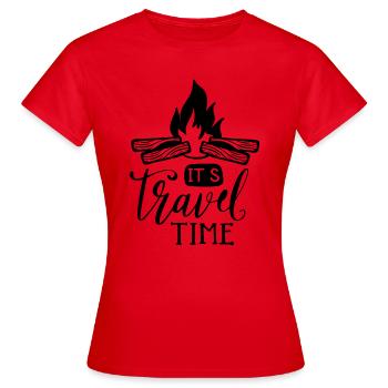 C'est le temps du voyage qui dit texte voyage sur feu de camp - T-shirt Femme - rouge - Devant - AI Model Female 172 dark (172cm)