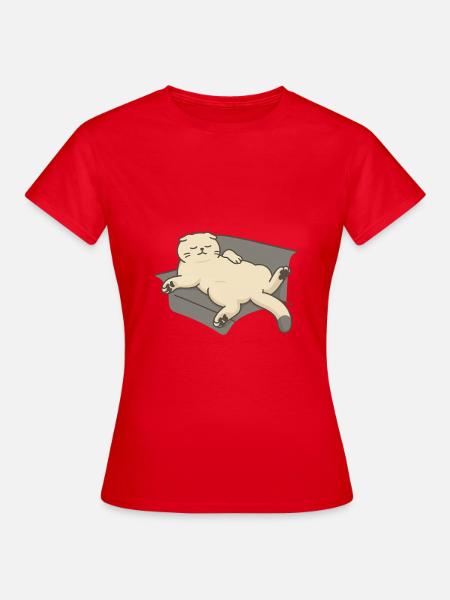 Entspannende Katze auf der Couch - Frauen T-Shirt - Rot