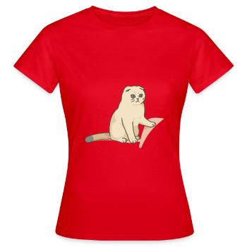 Chat mignon avec une expression mélancolique - T-shirt Femme - rouge - Devant - AI Model Female 172 dark (172cm)