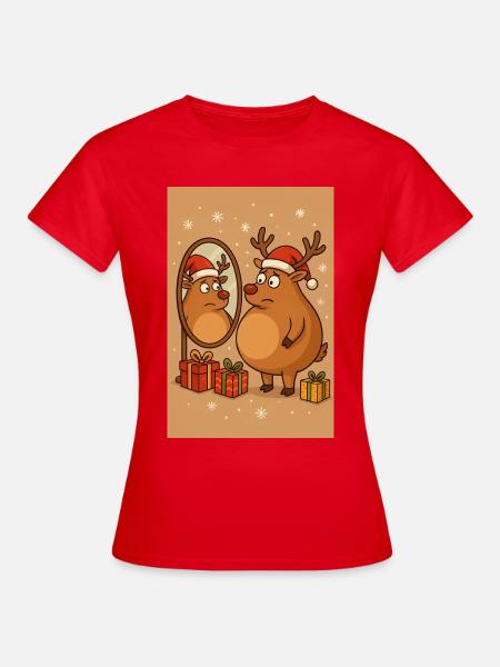 Weihnachten – Rene Humorvolles Design - Frauen T-Shirt - Rot
