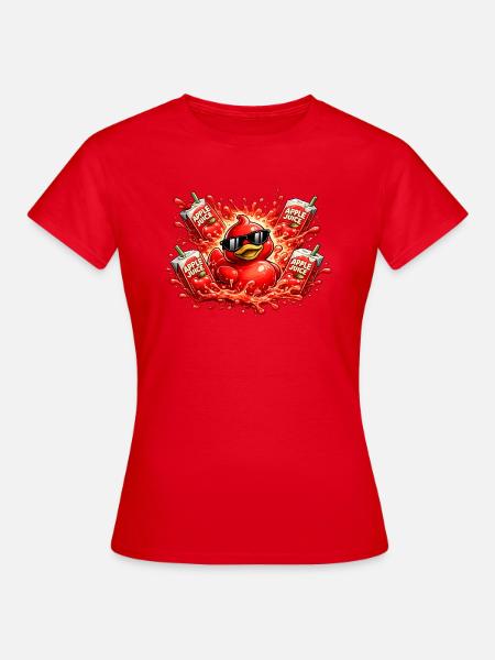 Rote Gummiente mit Apfelsaft Splash - Frauen T-Shirt - Rot