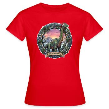 Brachiosaurus Christmas - T-shirt Femme - rouge - Devant - AI Model Female 172 dark (172cm)