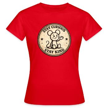 Insigne vintage de la souris curieuse - T-shirt Femme - rouge - Devant - AI Model Female 172 dark (172cm)