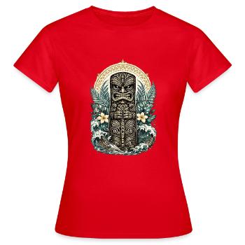 Tiki-Beschützer – Geist des Pazifiks - Frauen T-Shirt - Rot - Vorne - AI Model Female 172 dark (172cm)
