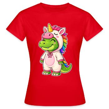 Mignon crocodile en costume de licorne - T-shirt Femme - rouge - Devant - AI Model Female 172 dark (172cm)