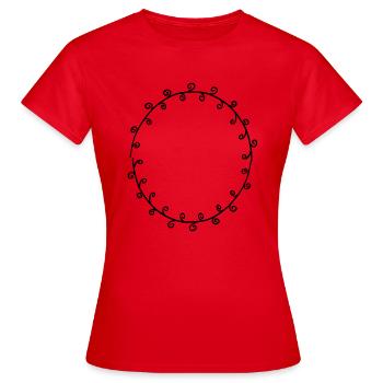 Guirlande florale Fleurs Cœurs 18 Zone de dessin 18 - T-shirt Femme - rouge - Devant - AI Model Female 172 dark (172cm)
