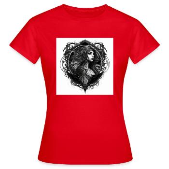 Tattoo Frau Balance Gothic - Frauen T-Shirt - Rot - Vorne - AI Model Female 172 dark (172cm)
