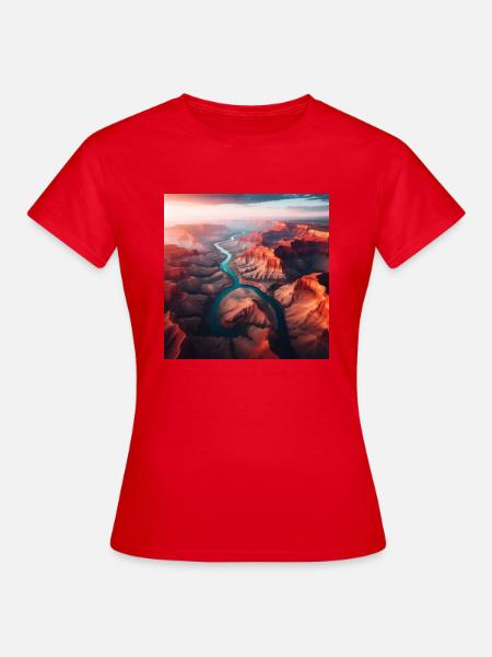 Fluss Landschaft - Frauen T-Shirt - Rot