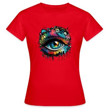 Street Art Auge - Frauen T-Shirt - Rot - Vorne - AI Model Female 172 dark (172cm)