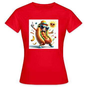 Dancing Hot Dog - Frauen T-Shirt - Rot - Vorne - AI Model Female 172 dark (172cm)