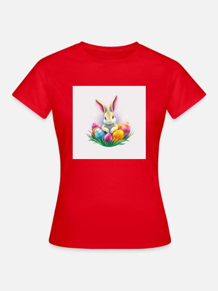 Osterfreude mit Hase - Frauen T-Shirt - Rot