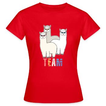 Alpaka Lama Team Crew - Frauen T-Shirt - Rot - Vorne - AI Model Female 172 dark (172cm)