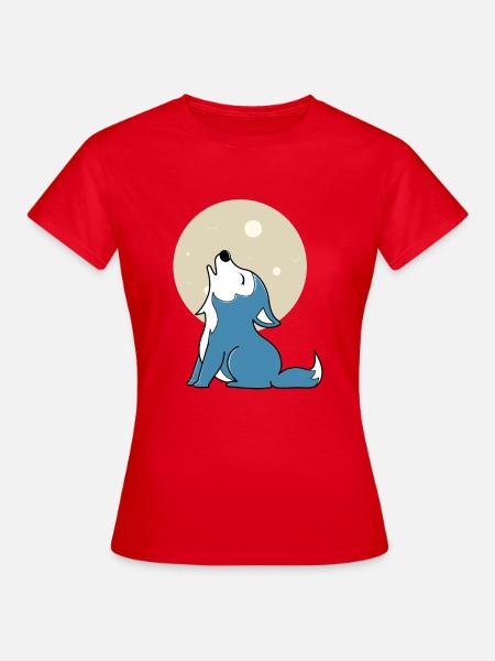 Baby Wolf Mond - Frauen T-Shirt - Rot