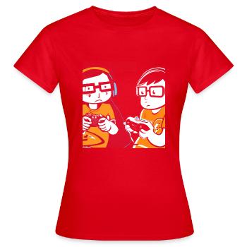 Gaming Nerds Streber - Frauen T-Shirt - Rot - Vorne - AI Model Female 172 dark (172cm)