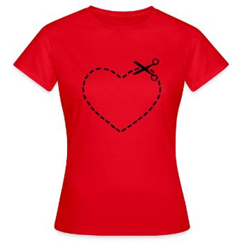 Herz ausschneiden - Frauen T-Shirt - Rot - Vorne - AI Model Female 172 dark (172cm)