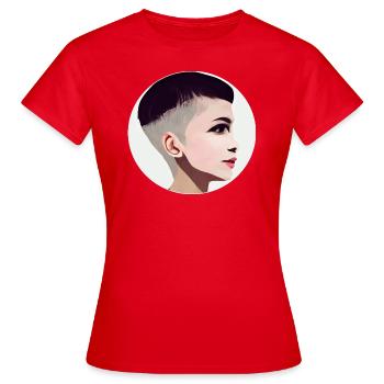 Junge Frau mit Fade Frisur Undercut Haarschnitt - Frauen T-Shirt - Rot - Vorne - AI Model Female 172 dark (172cm)