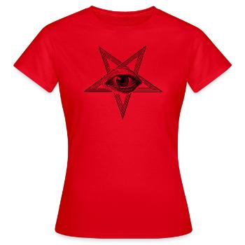 Pentagramme avec oeil - T-shirt Femme - rouge - Devant - AI Model Female 172 dark (172cm)
