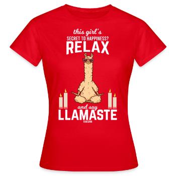 le lama méditatif se détend sans stress - T-shirt Femme - rouge - Devant - AI Model Female 172 dark (172cm)