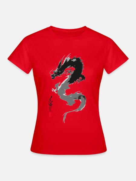 Ryu Yokai – Sumi-e Tintendrache - Frauen T-Shirt - Rot