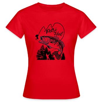 Petri Heil Angler - Frauen T-Shirt - Rot - Vorne - AI Model Female 172 dark (172cm)
