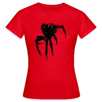 Schwarze Witwe Spinne mit Glitch Effekt - Frauen T-Shirt - Rot - Vorne - AI Model Female 172 dark (172cm)