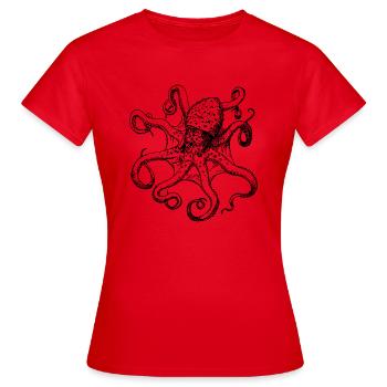 poulpe géant calmar, poulpe, calmar, poissons seiche - T-shirt Femme - rouge - Devant - AI Model Female 172 dark (172cm)