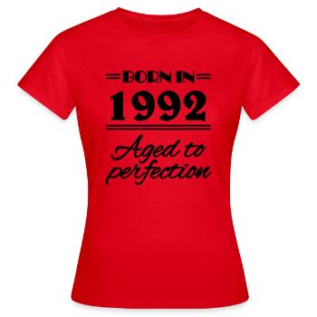 Born in 1992 Aged to perfection - Frauen T-Shirt - Rot - Vorne - AI Model Female 172 dark (172cm)