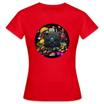 Retour aux années 90 : tendances et vibrations emblématiques - T-shirt Femme - rouge - Devant - AI Model Female 172 dark (172cm)