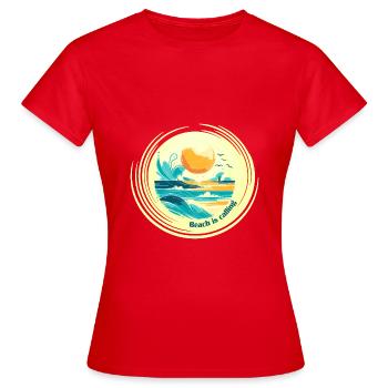 Beach is Calling - Women's T-Shirt - red - Front - AI Model Female 172 dark (172cm)